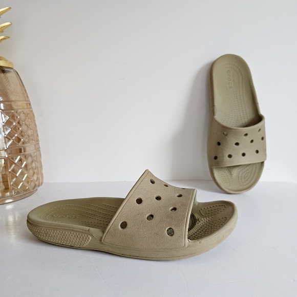 Crocs Iconic Comfort Classic Slide v2 Unisex Size M 9 / W 11 Taupe Slides Clog - Picture 14 of 14